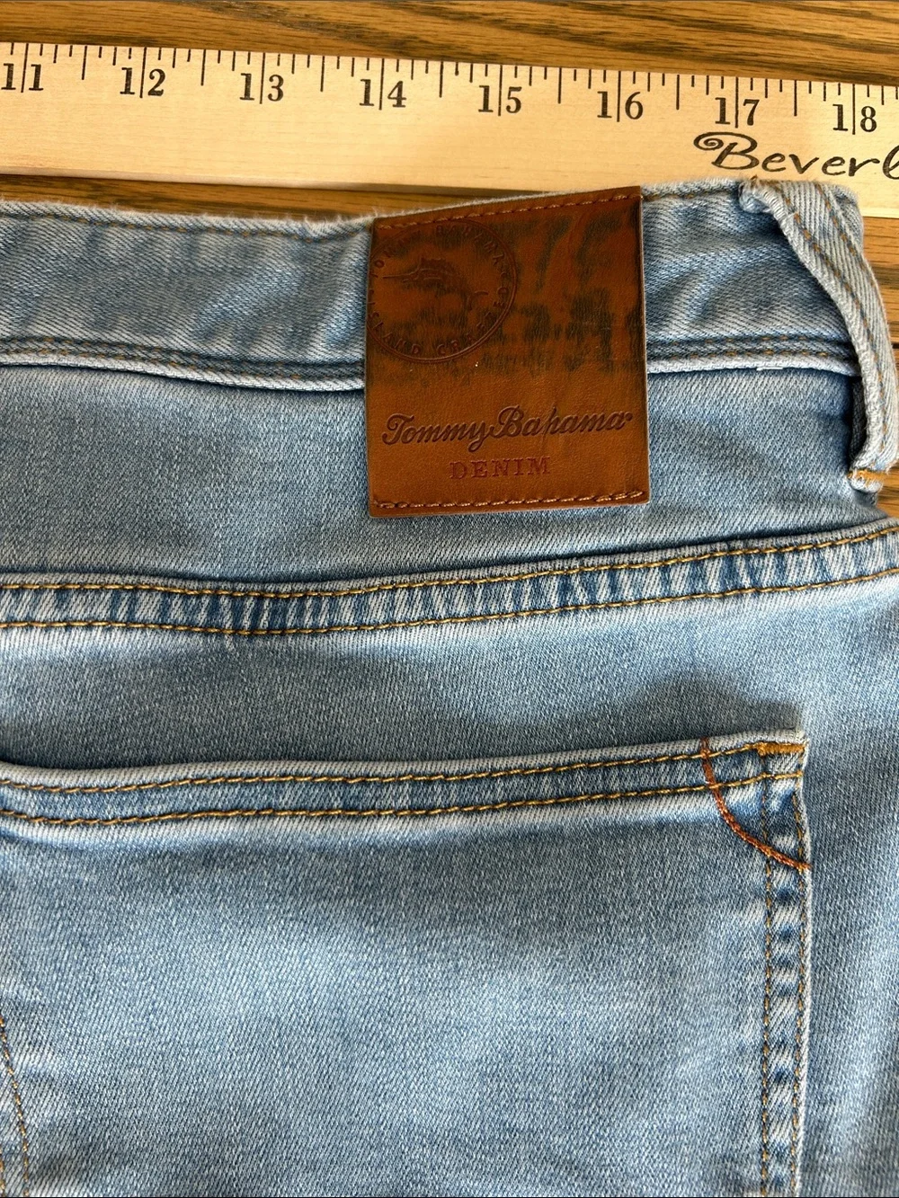 Tommy Bahama Men’s Light Blue Jeans, 36x32, small snag (see pictures)